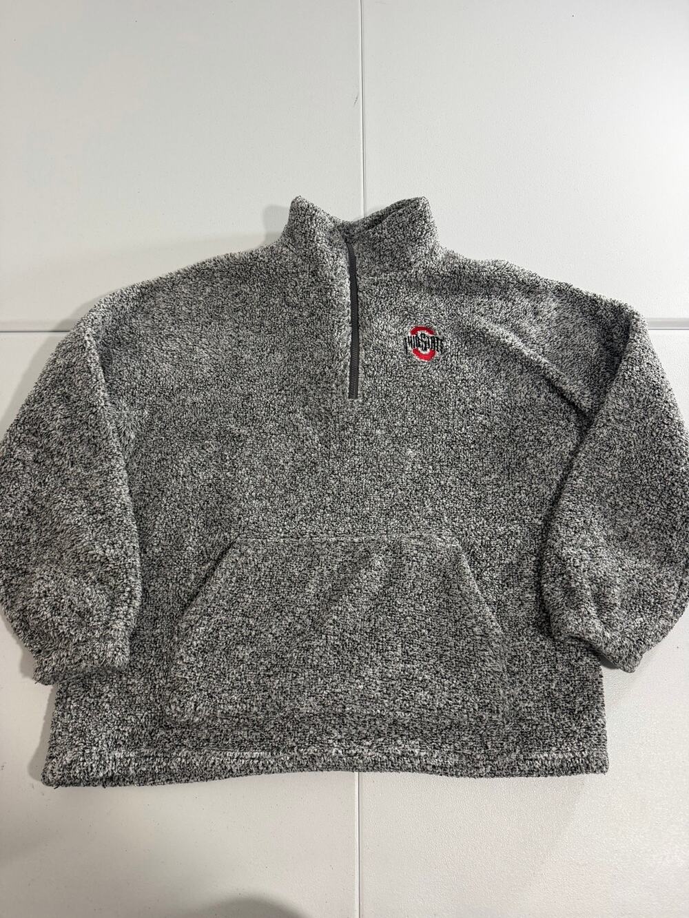 Ohio State Buckeyes Sherpa Fleece Quarter Zip Pullover Gray Size XL Gameday